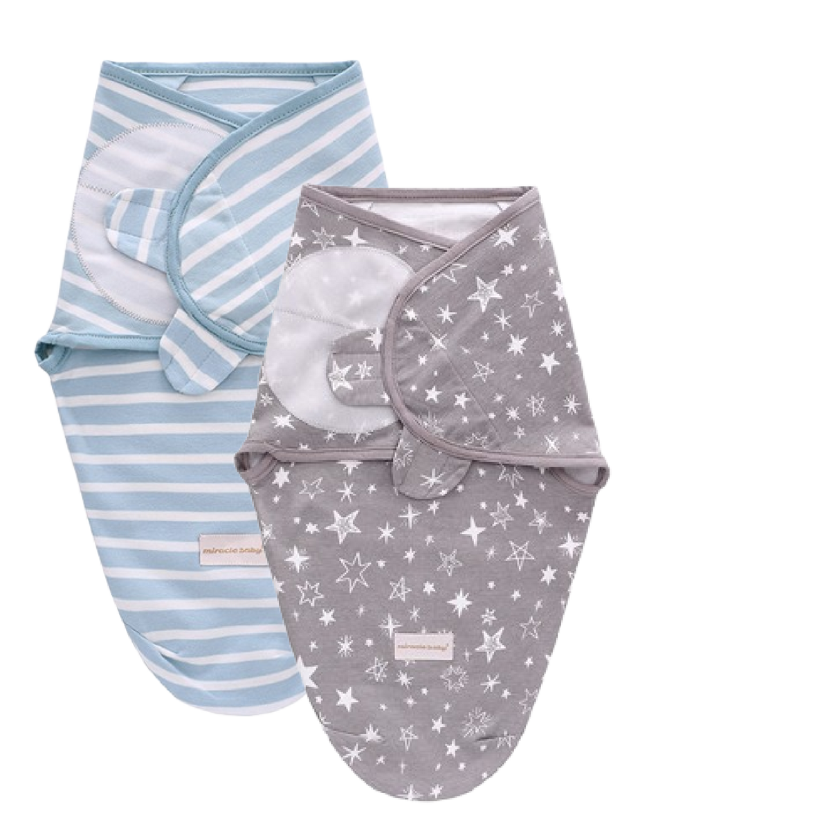 Grey Stars and Blue Stripes Swaddle 2pk