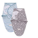 Grey Stars and Blue Stripes Swaddle 2pk