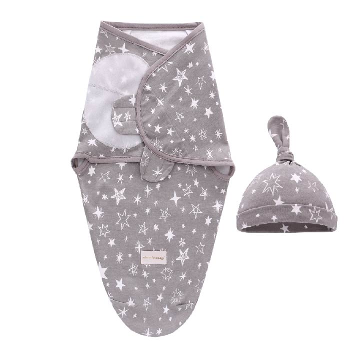 White Star on Grey Swaddle Set